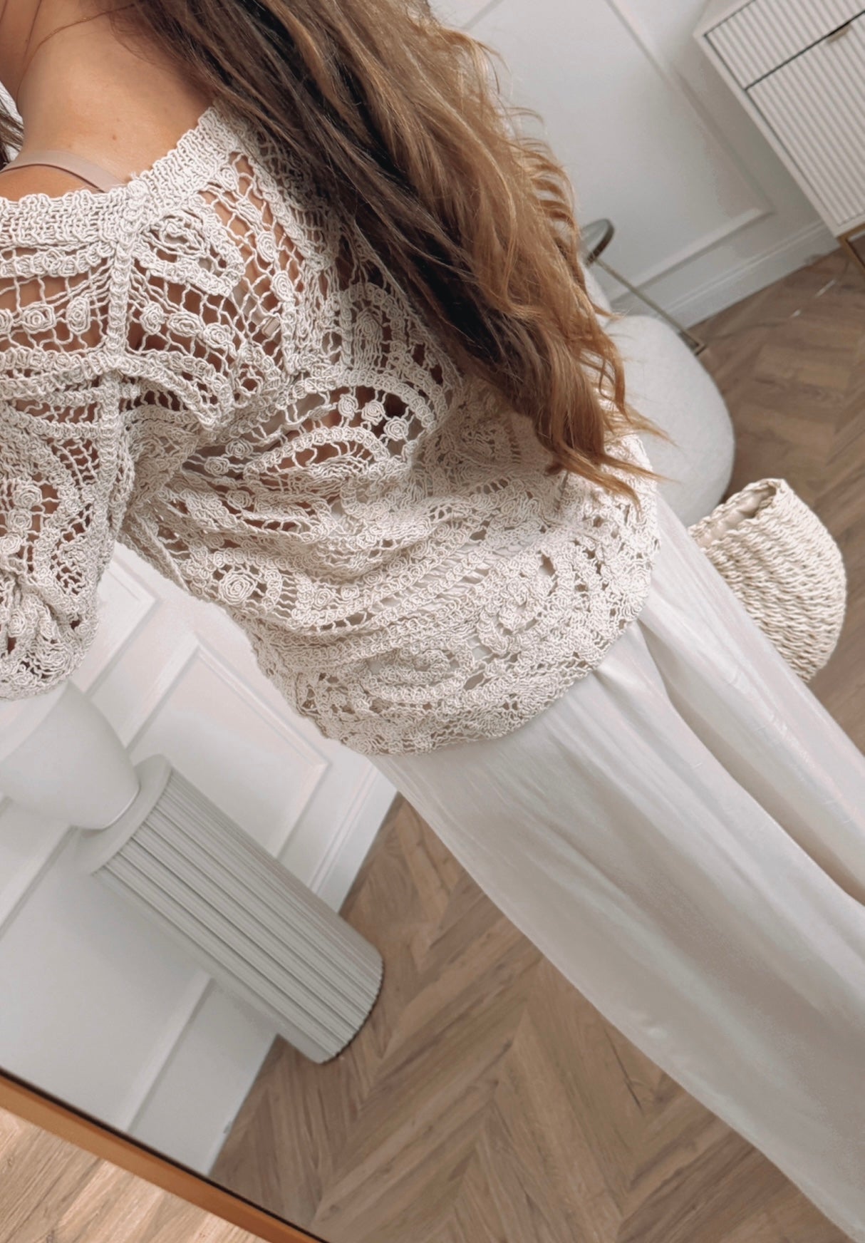 Bluzka boho z guzikami oversize ażurowa rozmiar uniwersalny