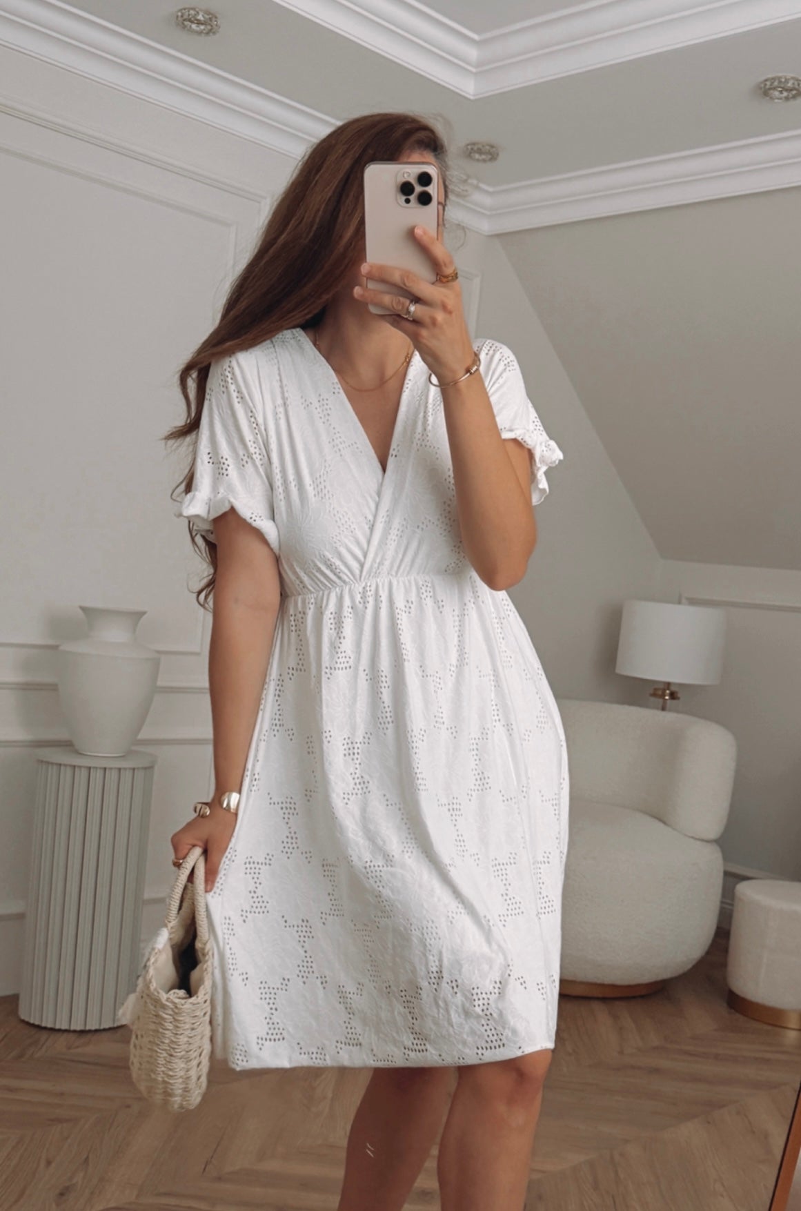 Sukienka boho koronka biała wiskoza