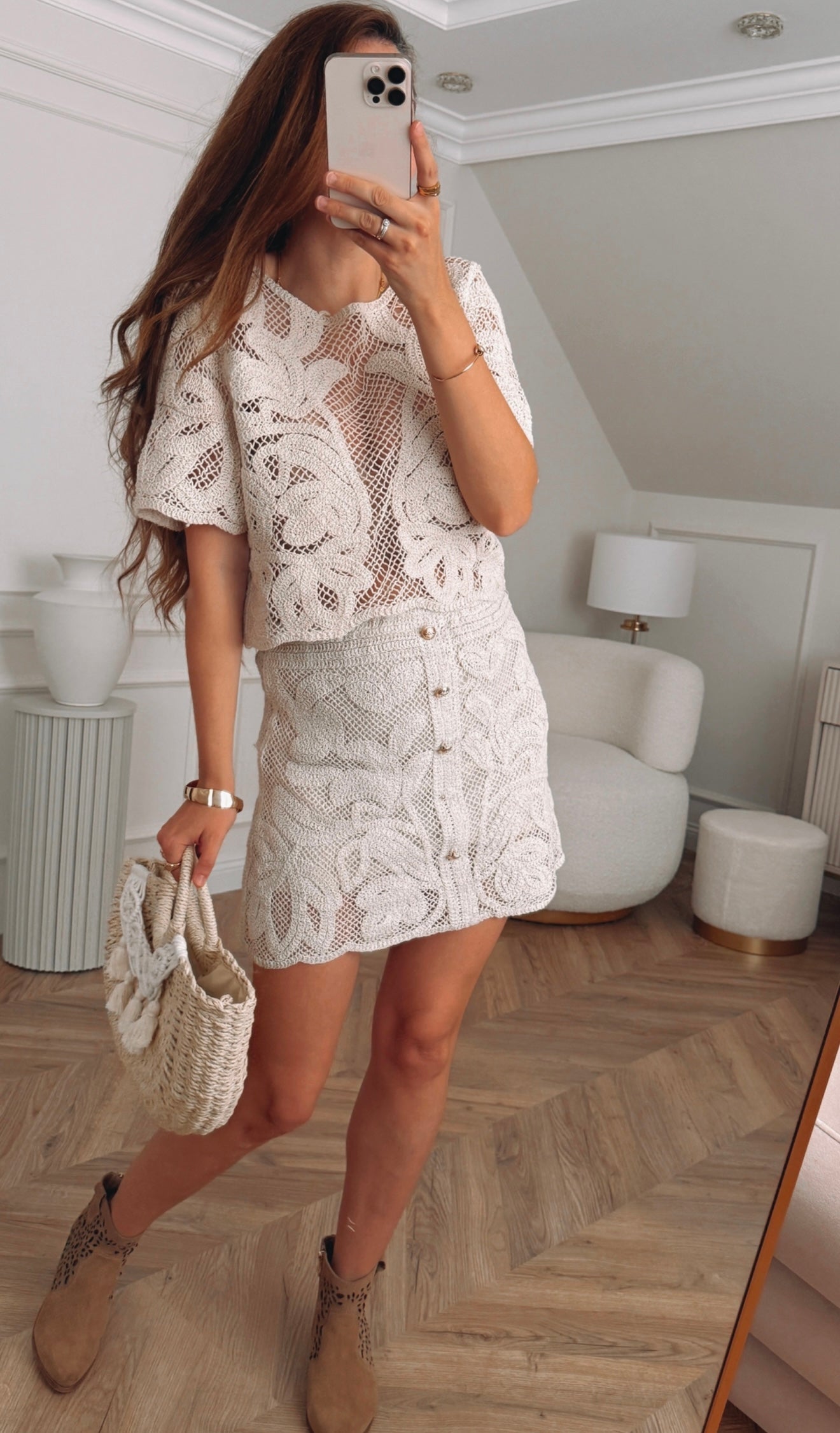 Set w stylu boho top i spodniczka