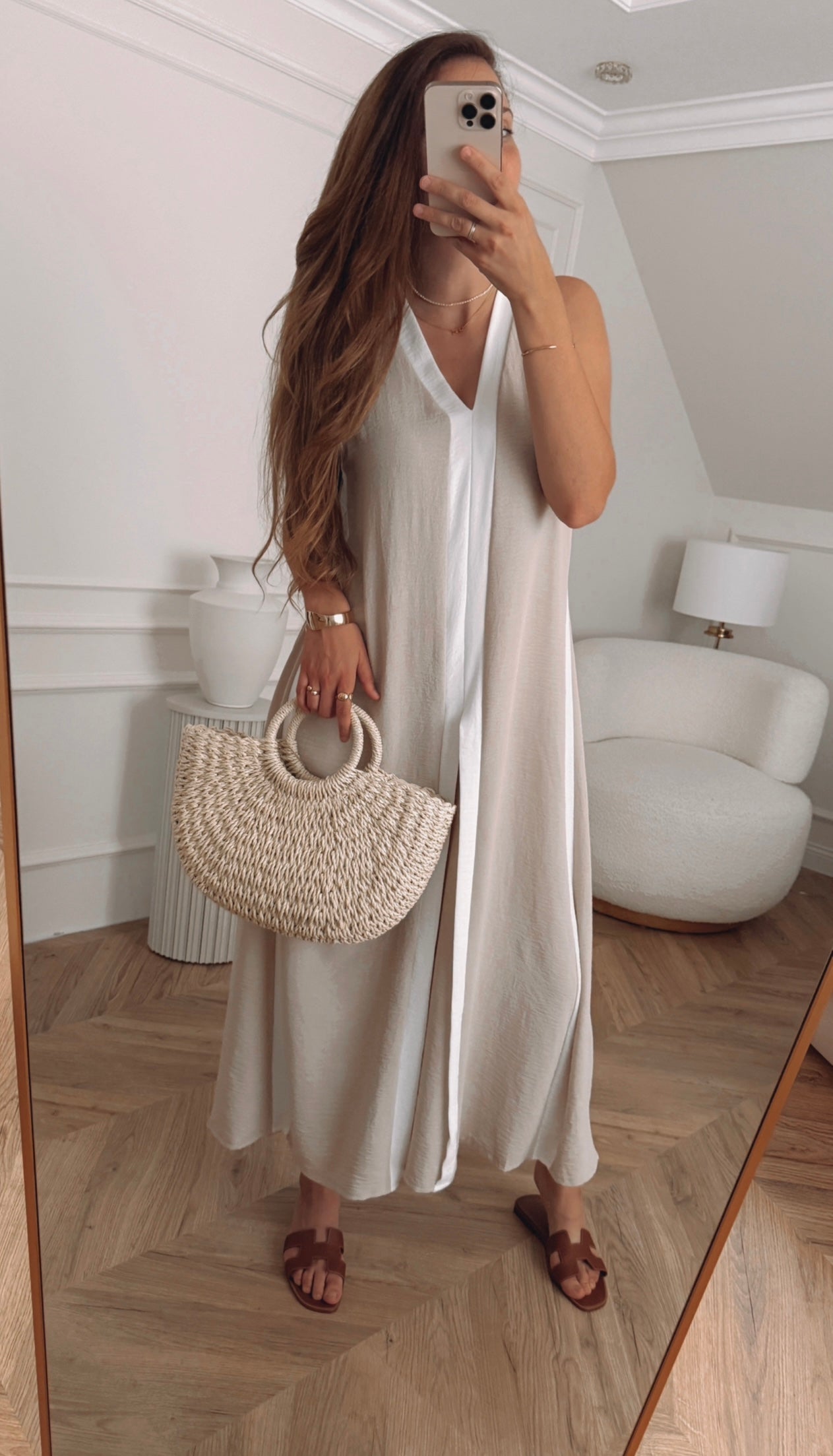 Maxi dress with trims - viscose, universal size (M/L/XL)