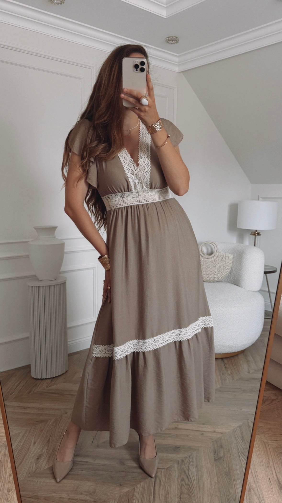 Sukienka boho z koronką maxi rozmiar uniwersalny