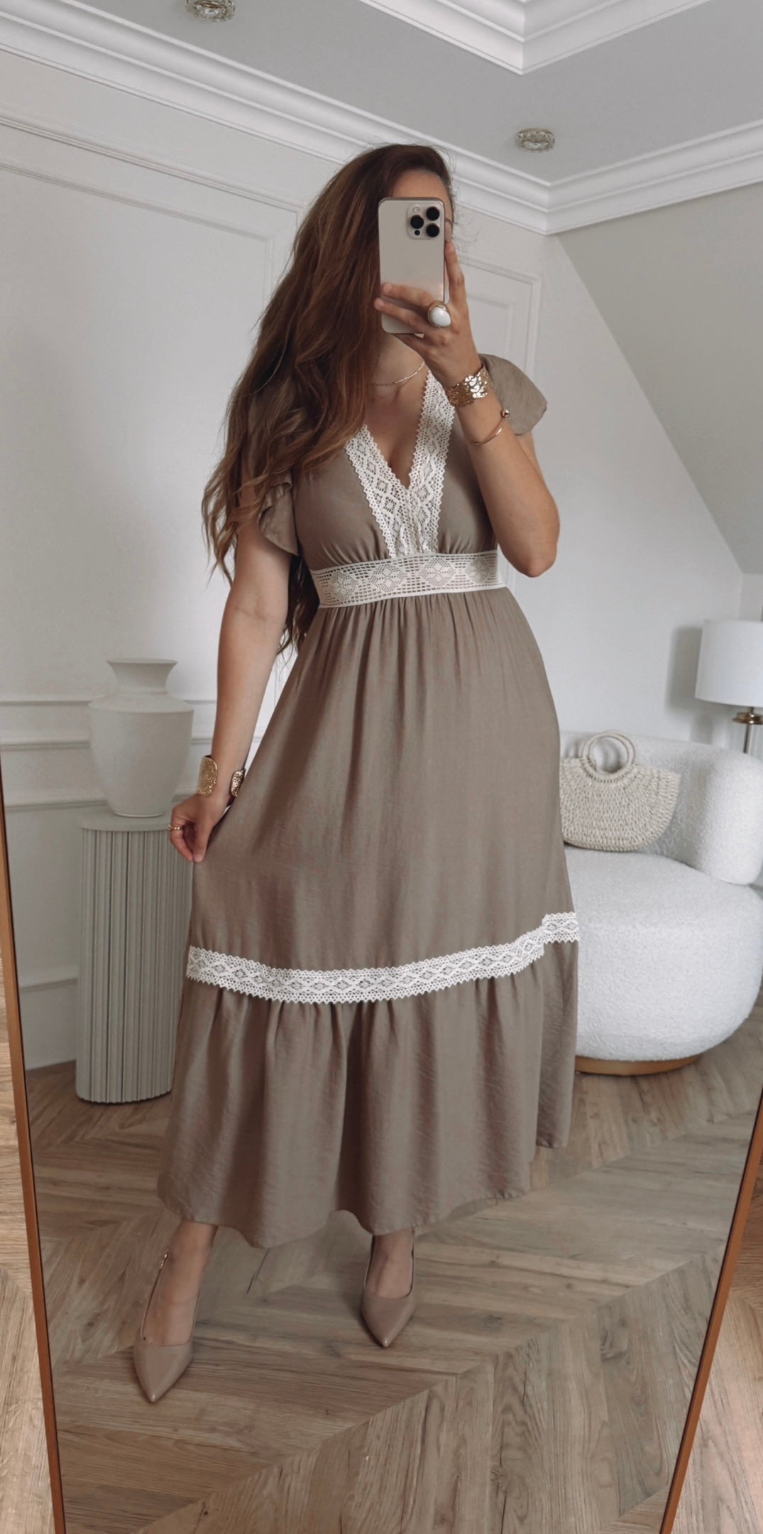 Sukienka boho z koronką maxi rozmiar uniwersalny