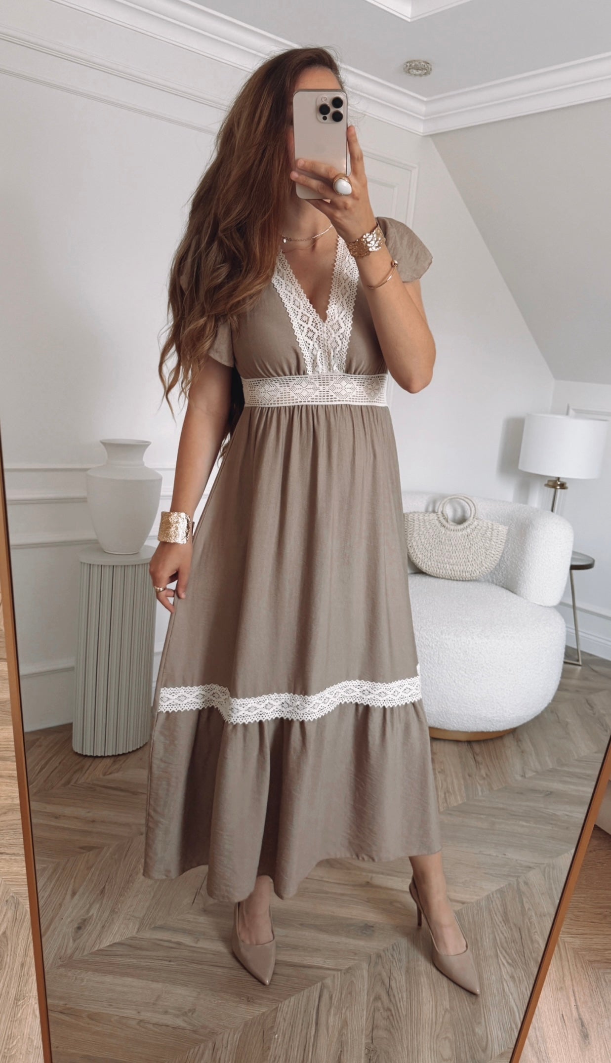 Sukienka boho z koronką maxi rozmiar uniwersalny