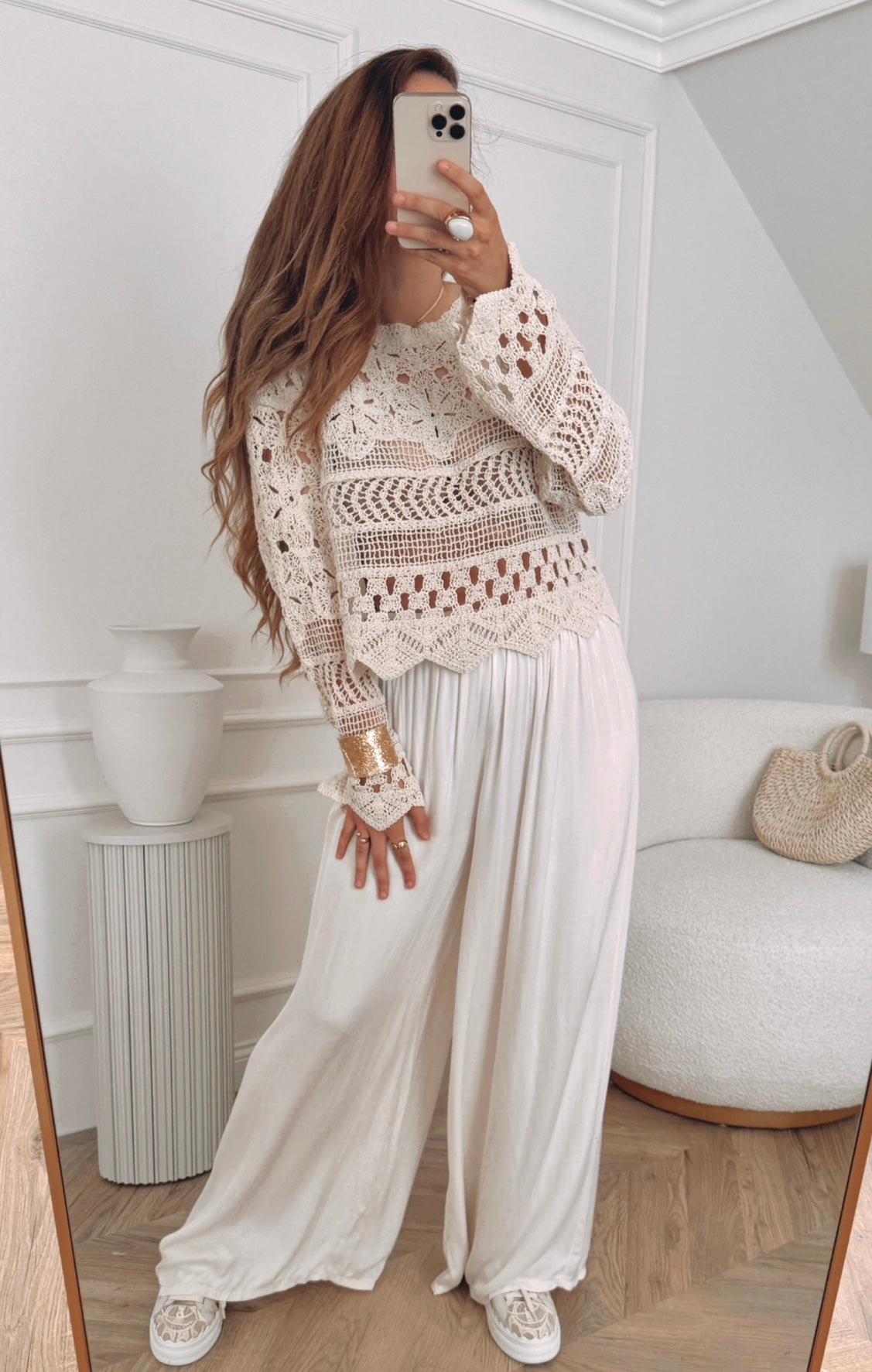 Bluzka boho ażurowa oversize rozmiar uniwersalny