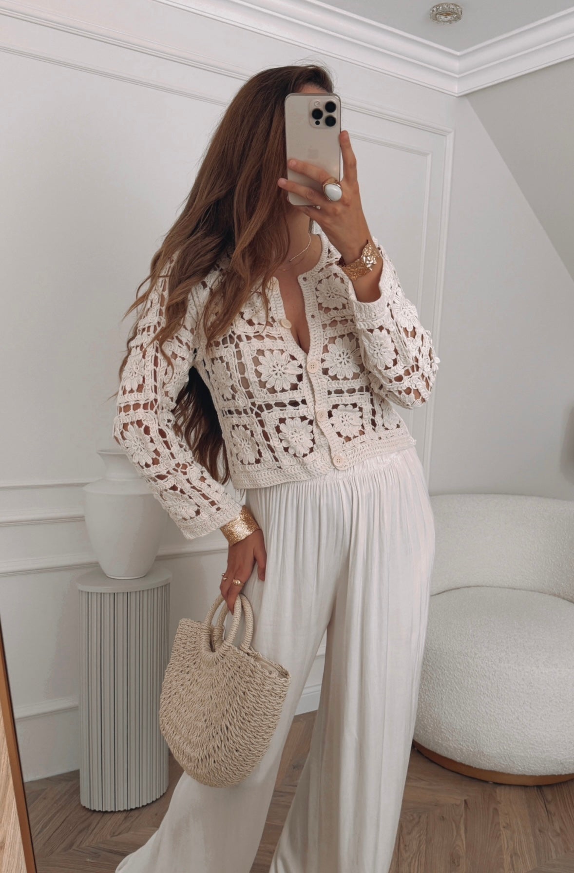 Bawełniana bluzka boho zapinana na guziki