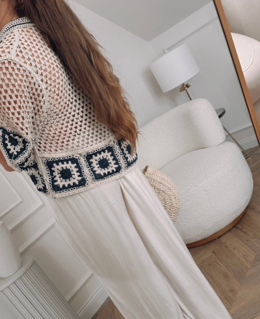 Bluzka boho z bawełny – zapinana gemoetryczne wzory