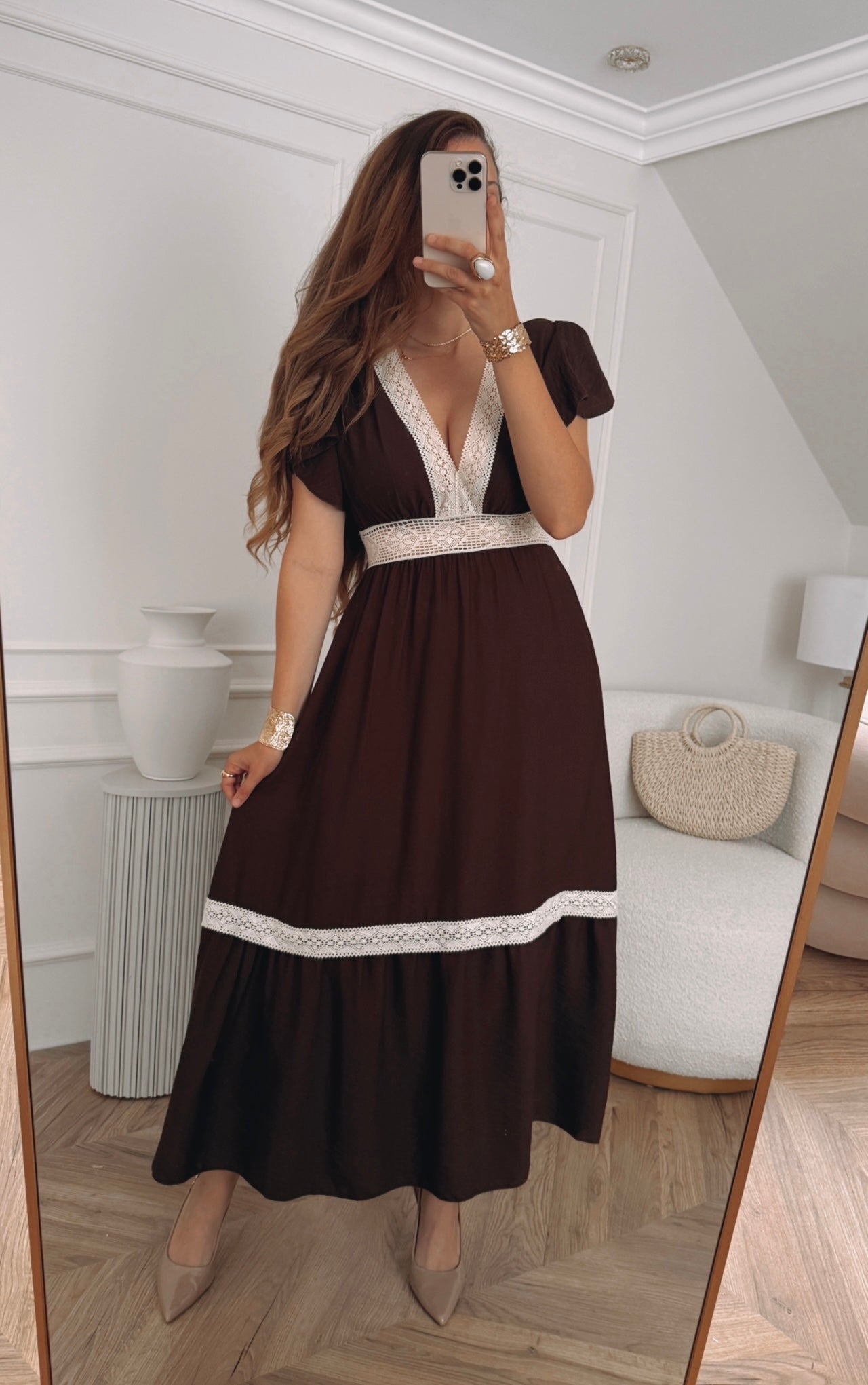 Sukienka boho z koronką maxi rozmiar uniwersalny