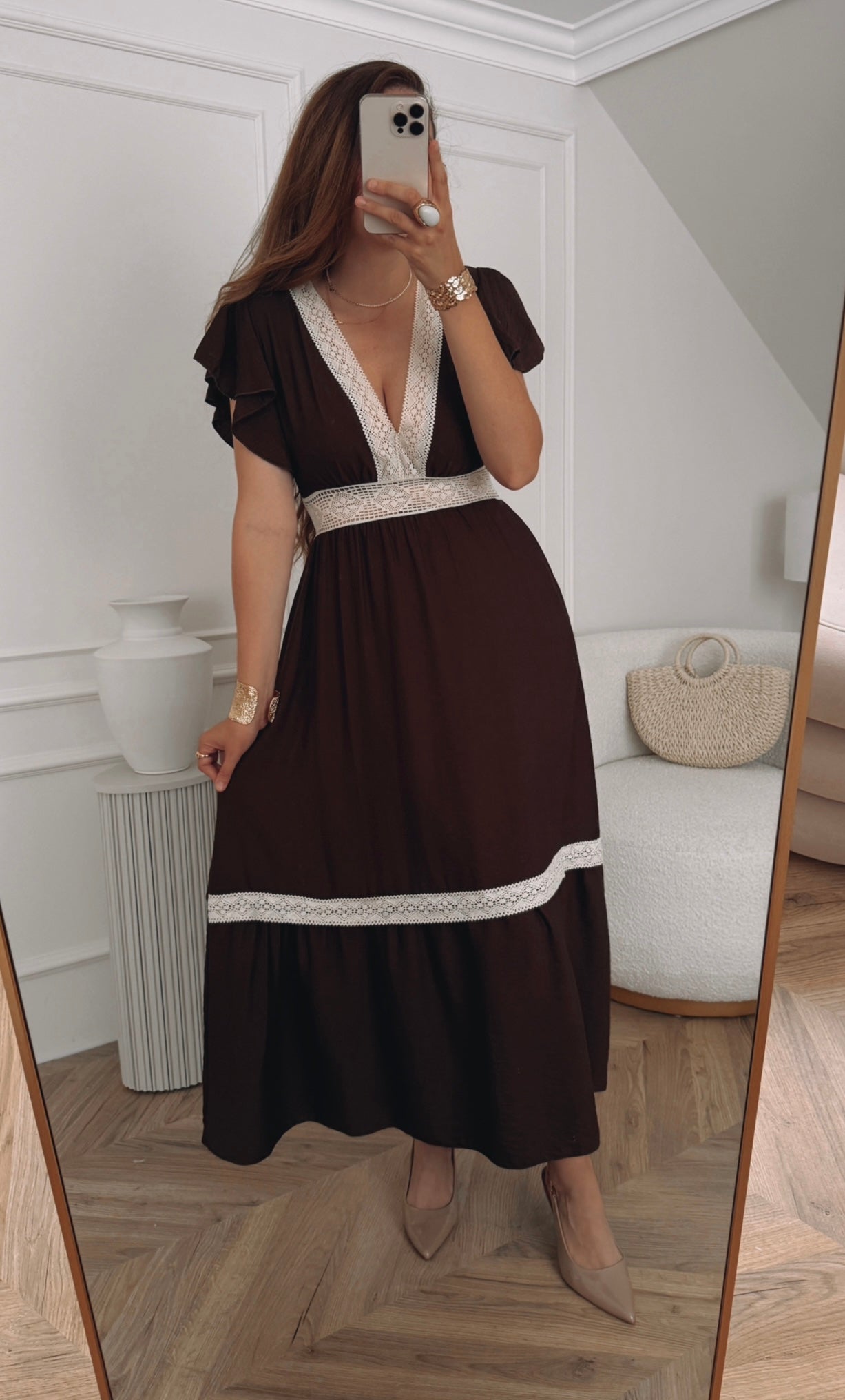Sukienka boho z koronką maxi rozmiar uniwersalny