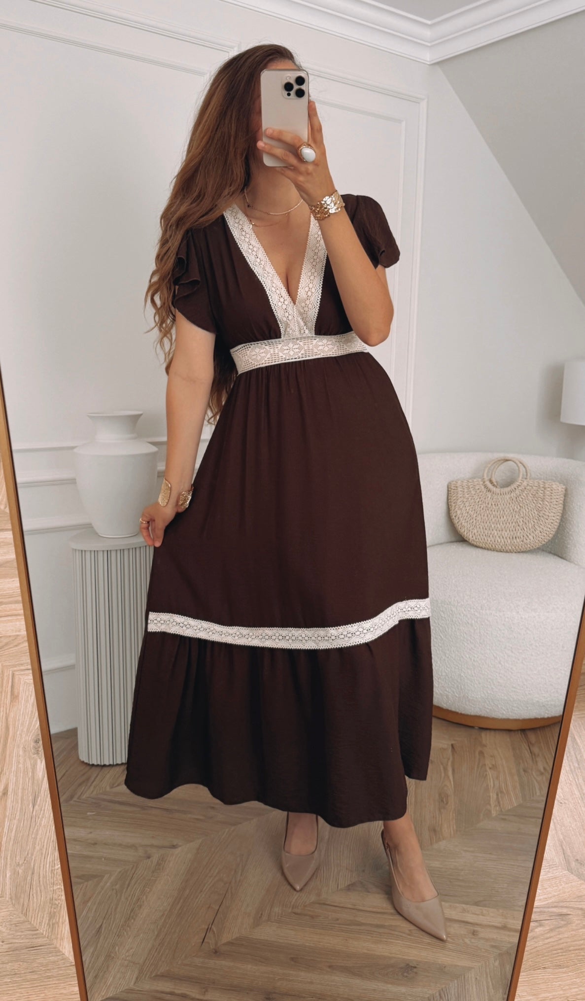 Sukienka boho z koronką maxi rozmiar uniwersalny