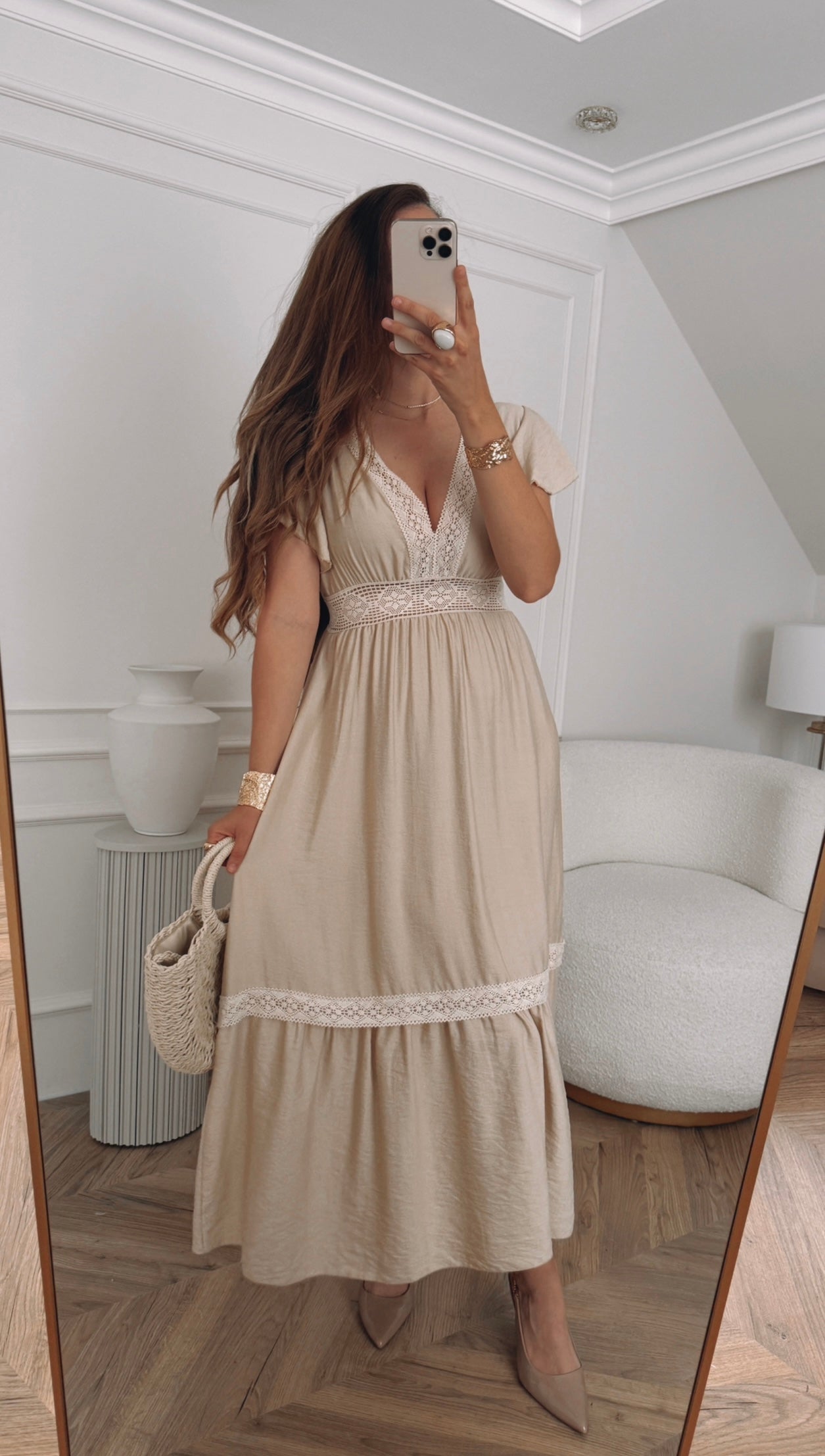 Sukienka boho z koronką maxi rozmiar uniwersalny