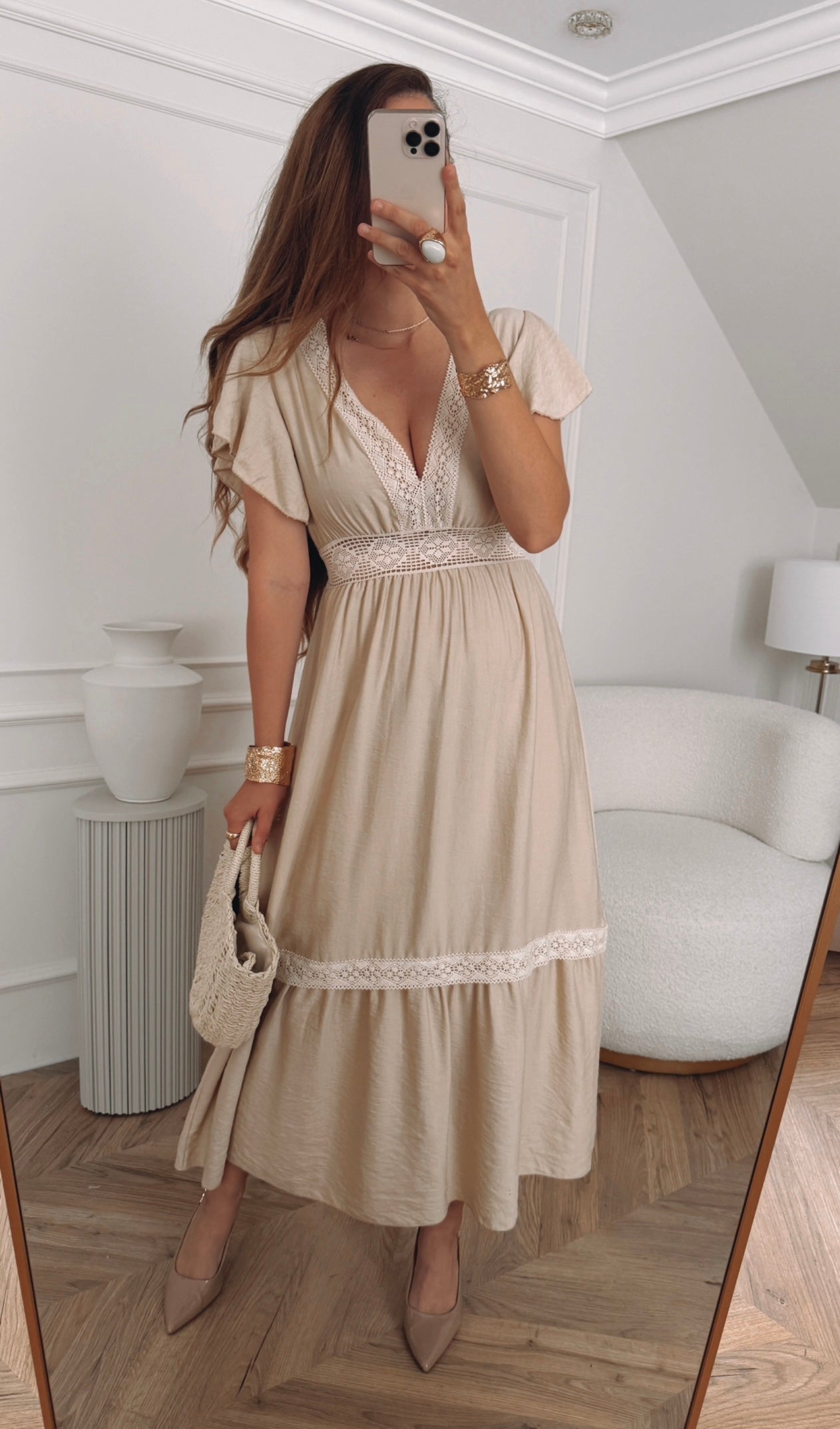 Sukienka boho z koronką maxi rozmiar uniwersalny