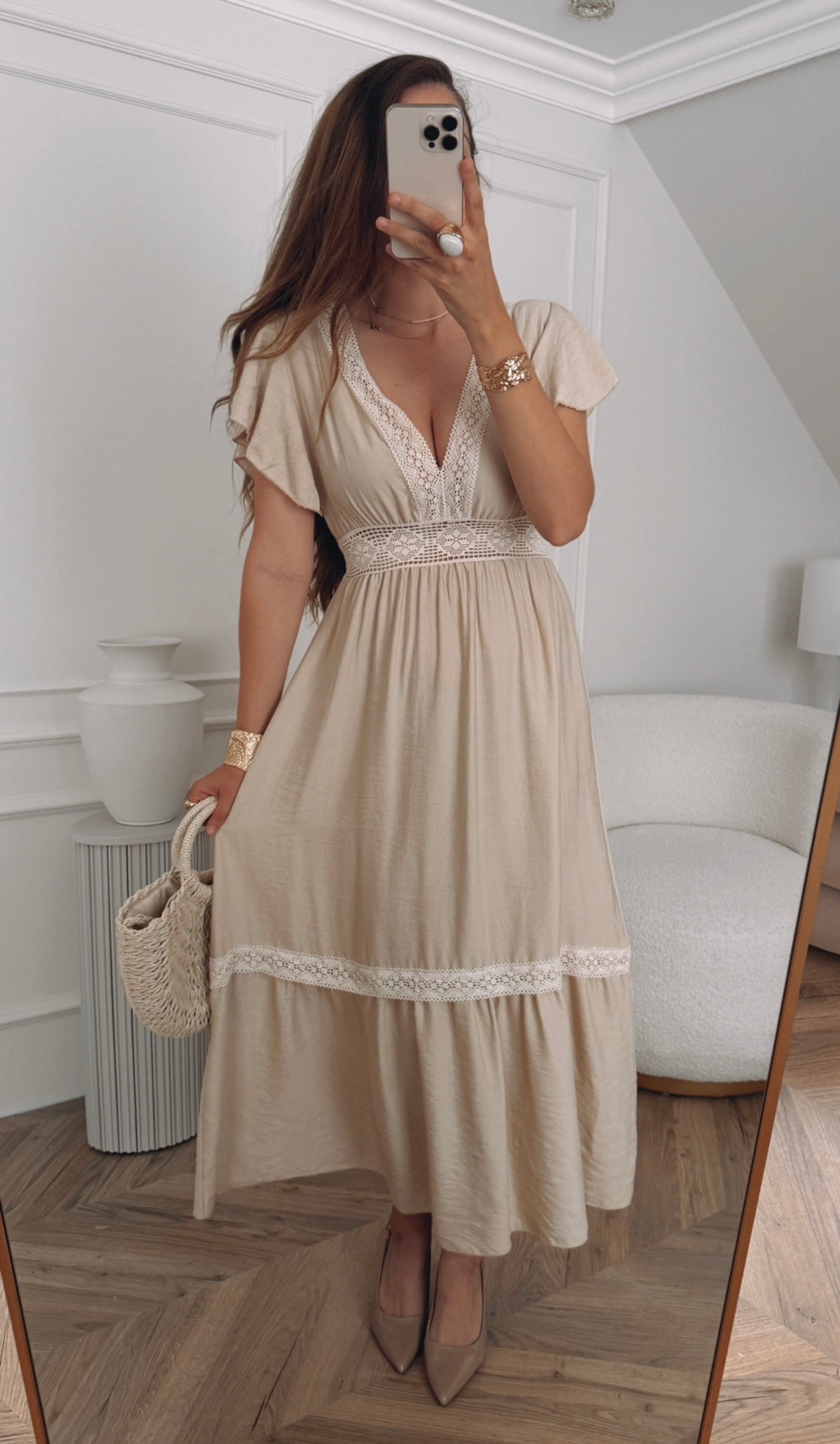 Sukienka boho z koronką maxi rozmiar uniwersalny