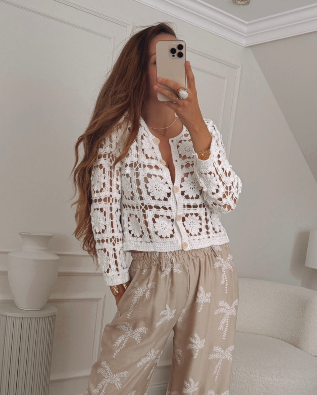 Bawełniana bluzka boho zapinana na guziki