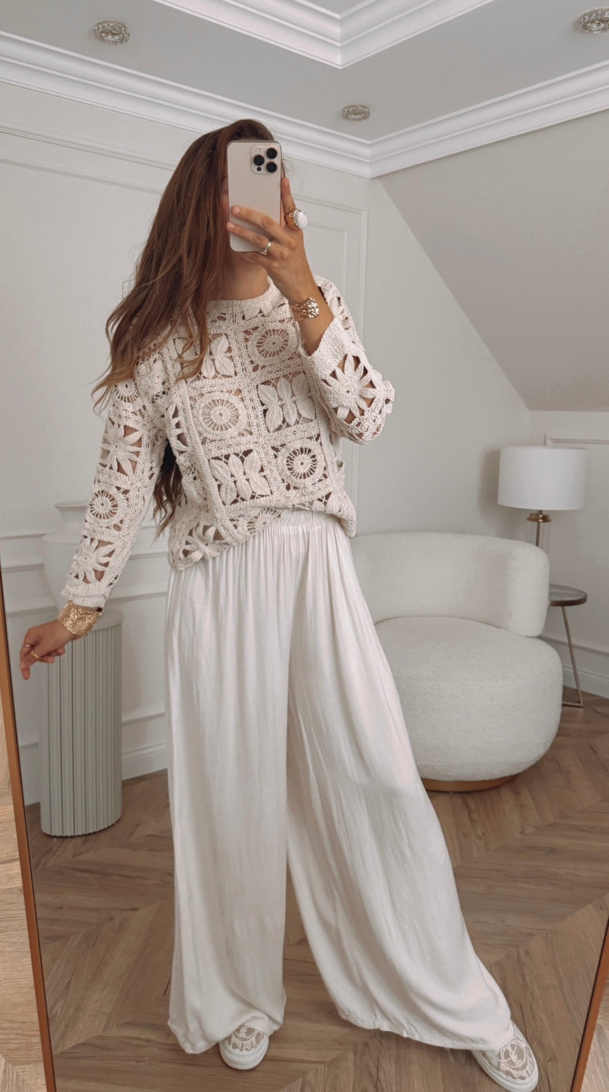 Sweter boho beżowy ażurowy rozmiar uniwersalny